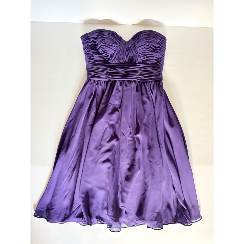 Mori Lee Madeline Gardner Dress Womens 6 Purple Strapless Bridesmaid Ruched